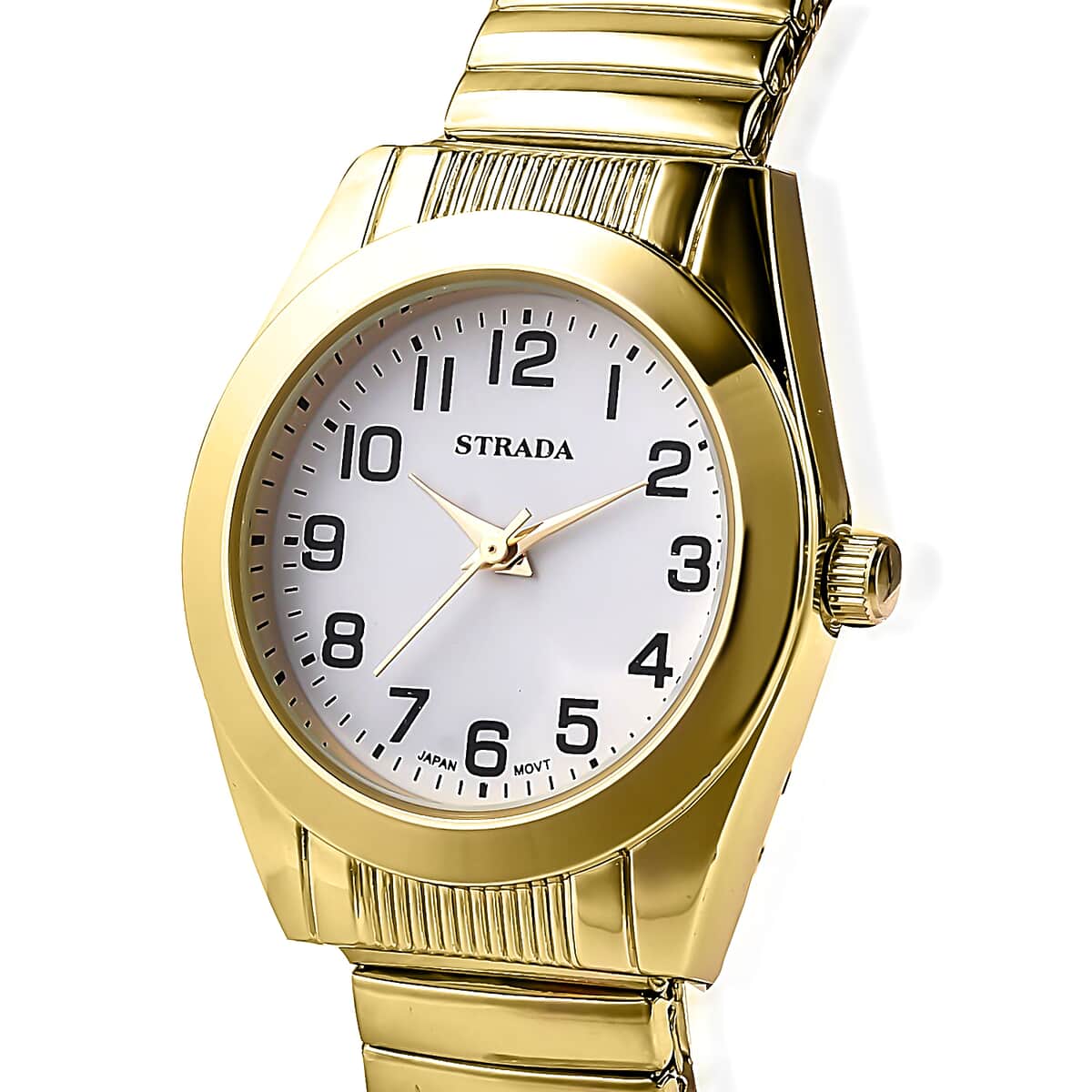 Strada Japanese Movement Water Resistant Stretch Bracelet Watch with ION Plated Yellow Gold Stainless Steel Strap (37.60x32mm) (6.50-7.0 Inches) image number 3