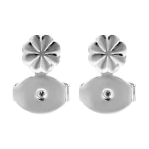 Rhodium Over Sterling Silver Flower Shape Earring Lifter Push Backs