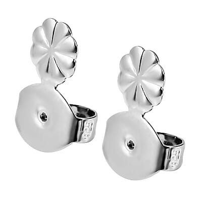 Rhodium Over Sterling Silver Flower Shape Earring Lifter Push Backs