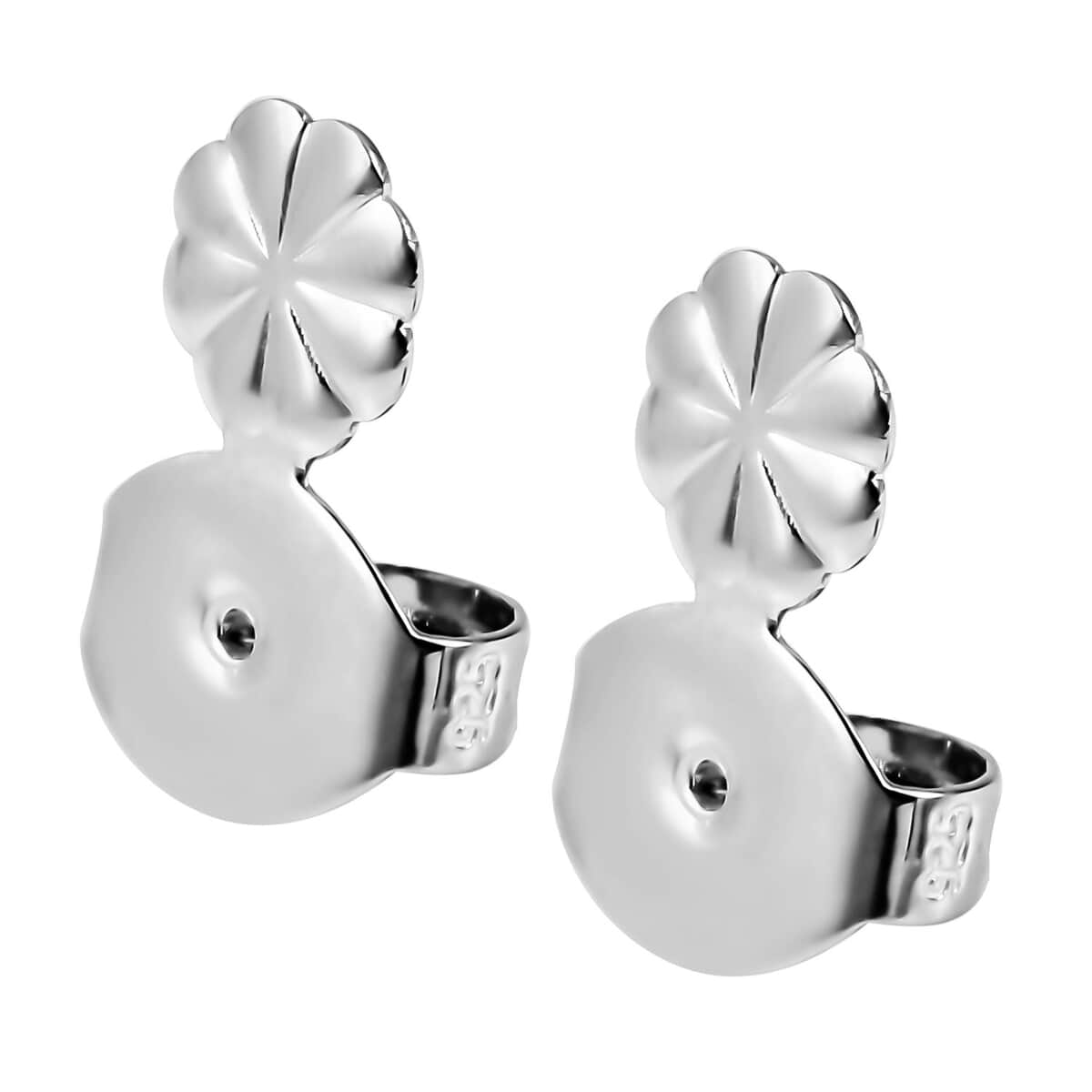 Rhodium Over Sterling Silver Flower Shape Earring Lifter Push Backs image number 1