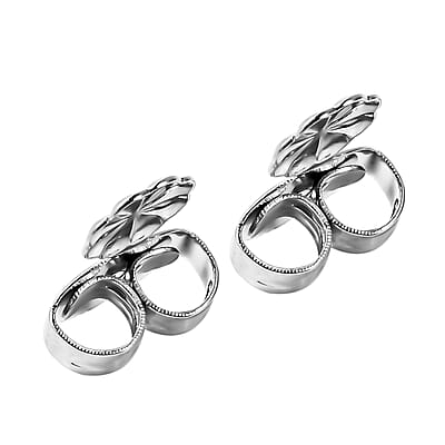 Rhodium Over Sterling Silver Flower Shape Earring Lifter Push Backs