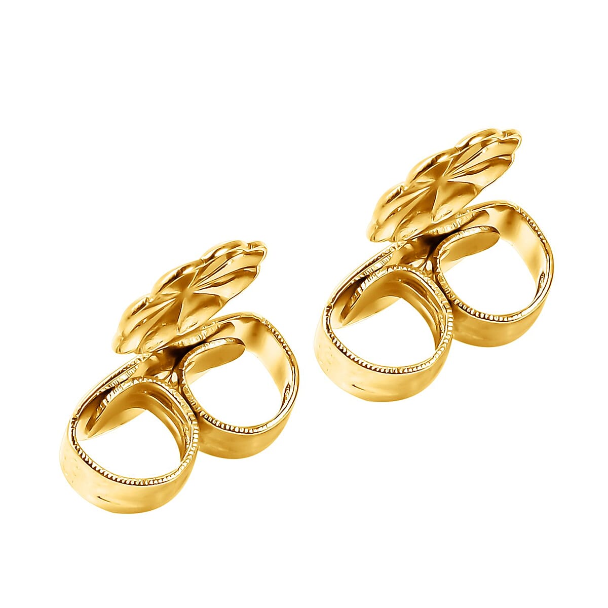 14K Yellow Gold Over Sterling Silver Flower Shape Earring Lifter Push Backs image number 2