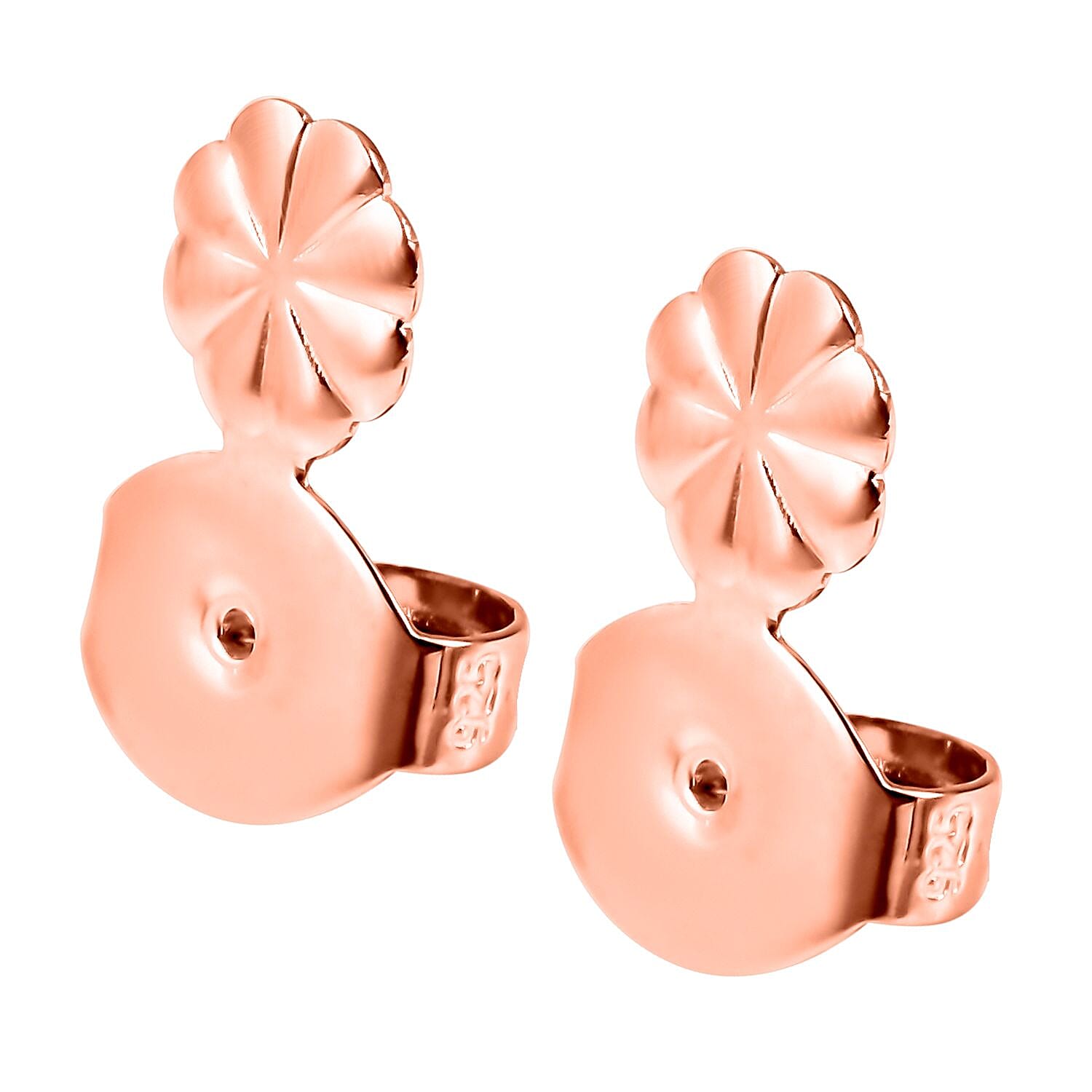 14K Rose Gold Over Sterling Silver Flower Shape Earring Lifter Push Backs