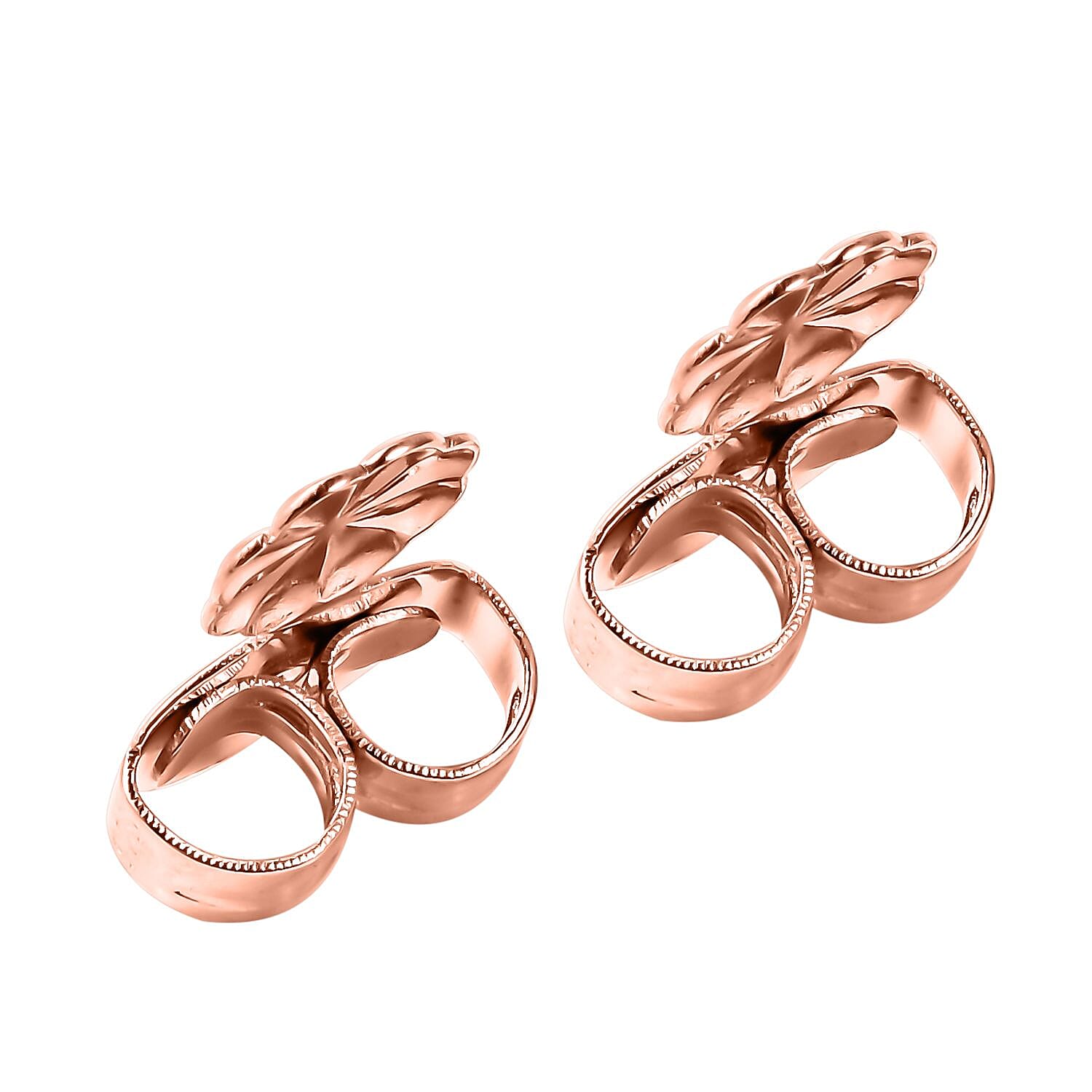 14K Rose Gold Over Sterling Silver Flower Shape Earring Lifter Push Backs