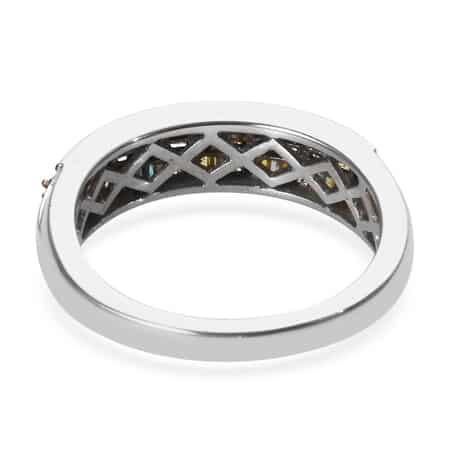 Multi Diamond Ring in Black Rhodium and Platinum Over Sterling Silver (Size 6.0) 0.50 ctw image number 4
