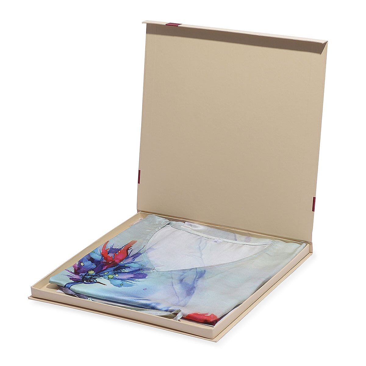 100% Mulberry Silk Blue Peacock Digitally Printed Kaftan with Waist Belt (XXL/XXXL) image number 4