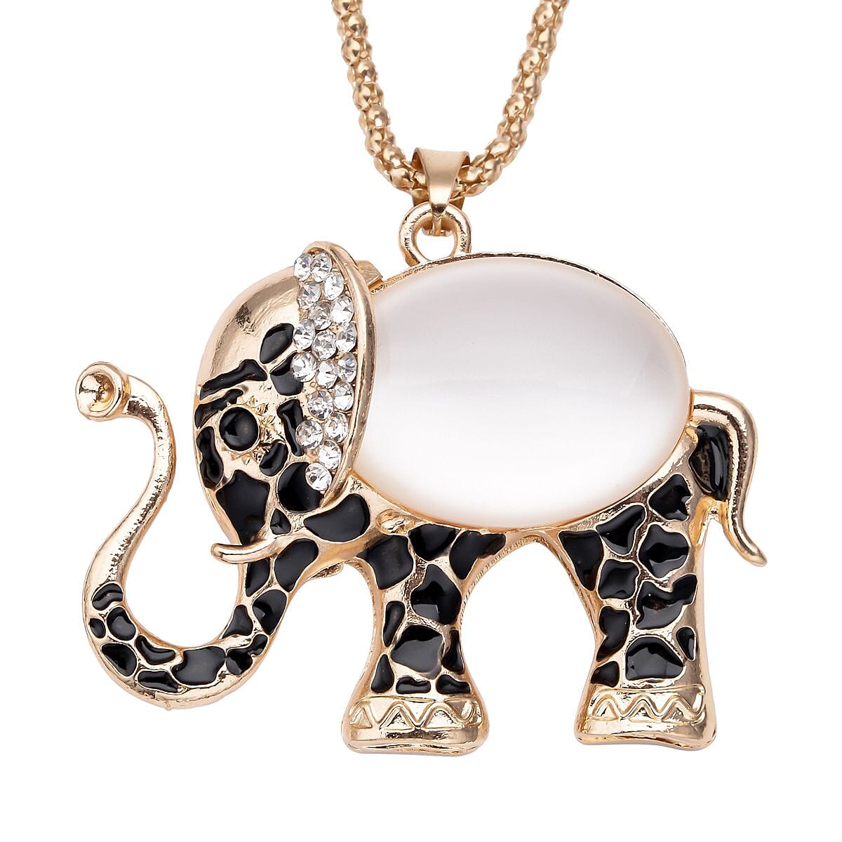 Buy Black and White Austrian Crystal and Chroma and Enameled Elephant Pendant Necklace 28 Inch