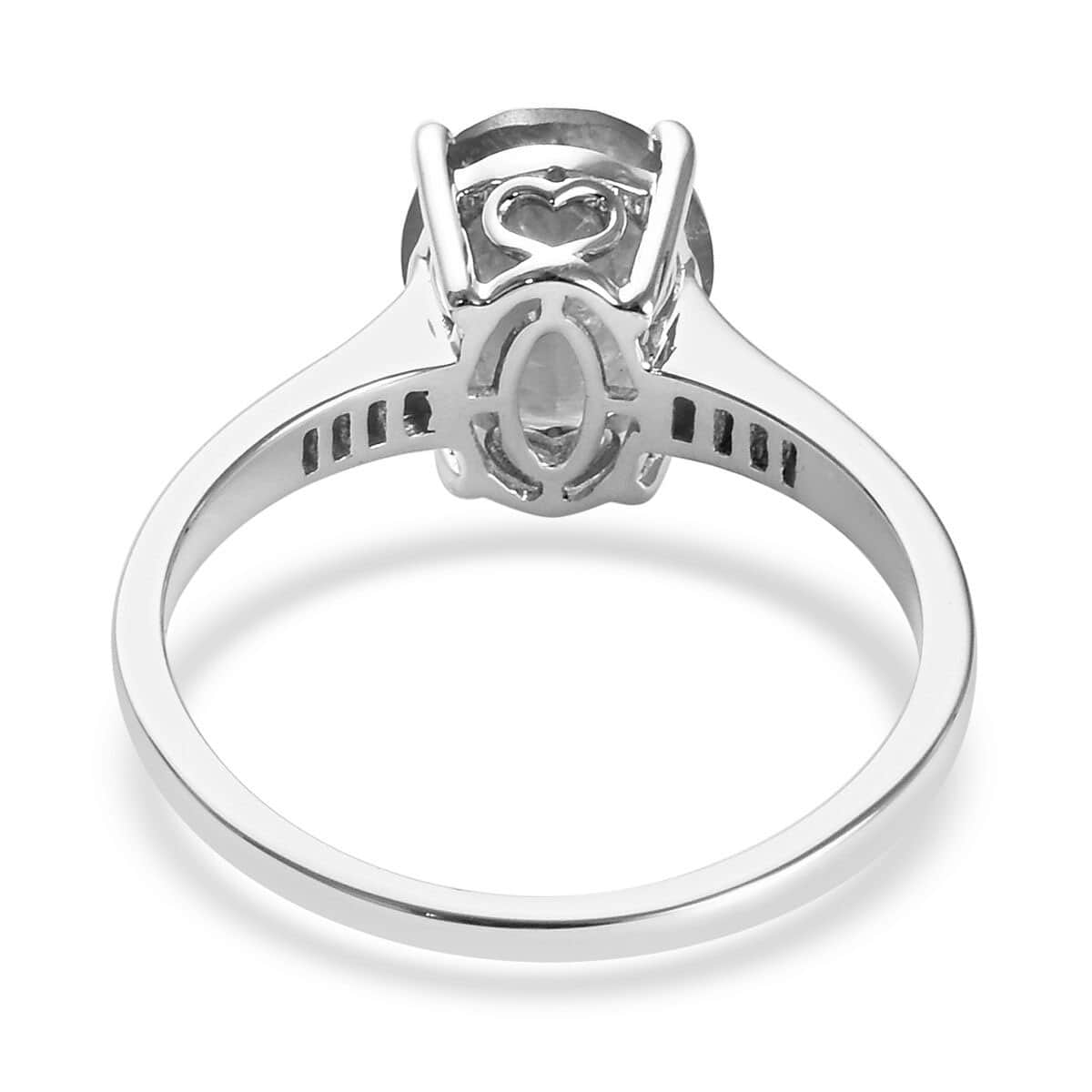 14K White Gold AAA Grandidierite and G-H I3 Diamond Ring (Size 8) 3.60 Grams 3.90 ctw image number 4