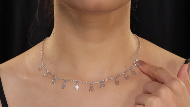 Artisan Crafted 2 ctw Polki Diamond Necklace 18-20 Inch in Platinum Over Sterling Silver