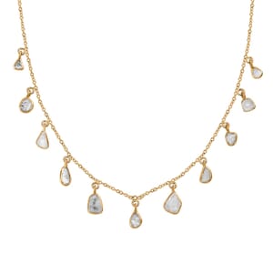 Polki Diamond Drop Station Necklace 18-20 Inches in Vermeil Yellow Gold Over Sterling Silver 2.00 ctw