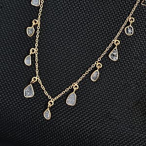 Polki Diamond Drop Station Necklace 18-20 Inches in Vermeil Yellow Gold Over Sterling Silver 2.00 ctw