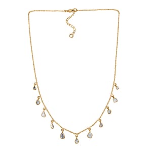 Polki Diamond Drop Station Necklace 18-20 Inches in Vermeil Yellow Gold Over Sterling Silver 2.00 ctw