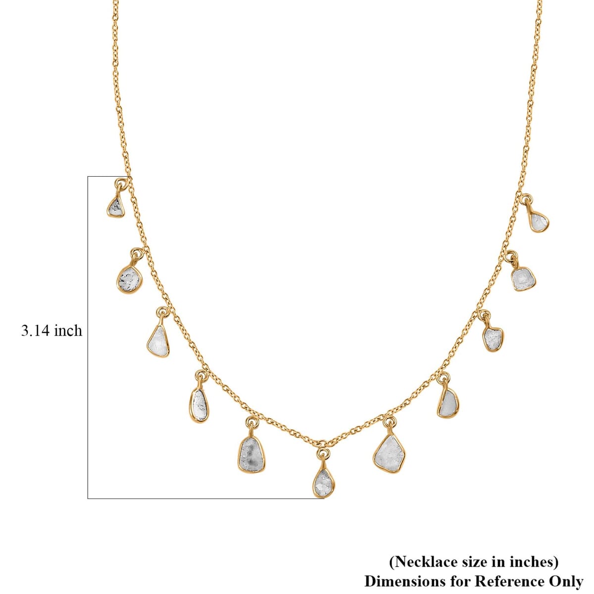 Polki Diamond Drop Station Necklace 18-20 Inches in Vermeil Yellow Gold Over Sterling Silver 2.00 ctw image number 5