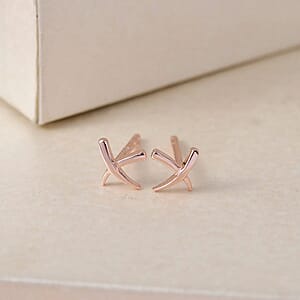 Rachel Galley Molto Kiss Stud Earrings, Sterling Silver Studs, Vermeil 18K Rose Gold Plated Earrings