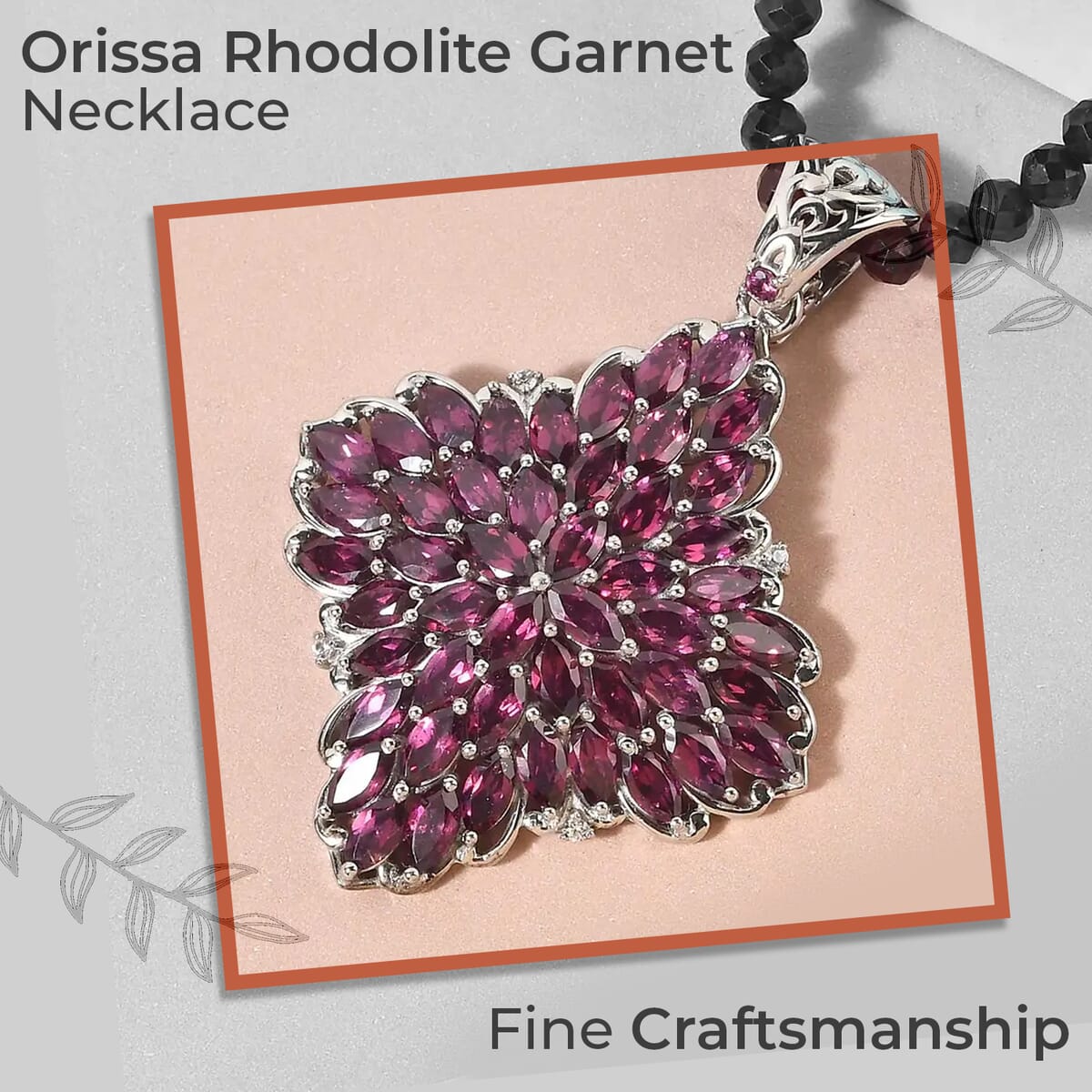 Sterling Silver| Elongated Pendant| Flower Pendant| Beaded Necklace 129.20 ctw (20 Inches) image number 1