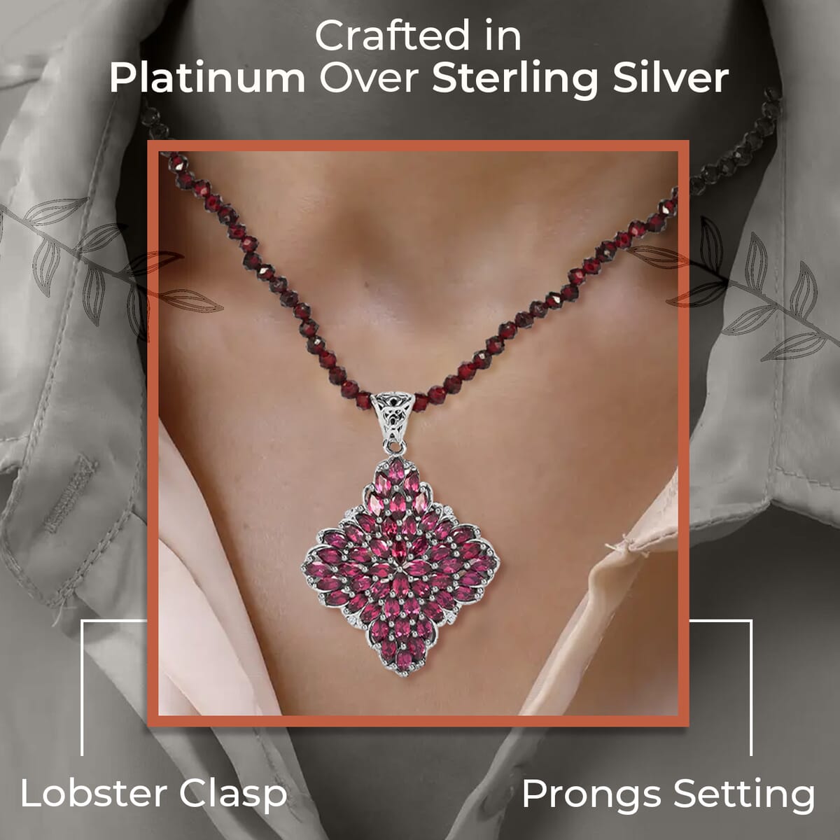 Sterling Silver| Elongated Pendant| Flower Pendant| Beaded Necklace 129.20 ctw (20 Inches) image number 2