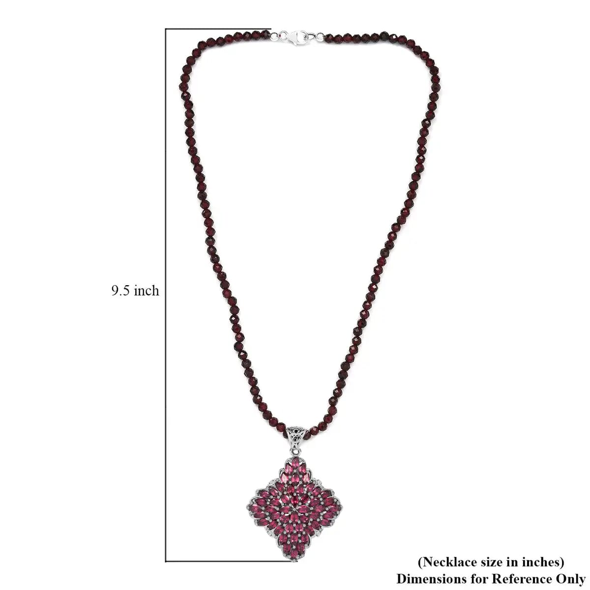 Sterling Silver| Elongated Pendant| Flower Pendant| Beaded Necklace 129.20 ctw (20 Inches) image number 6