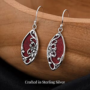 Bali Legacy Sponge Coral Dangle Drop Earrings in Sterling Silver, Carved Flower Earrings, Silver Jewelry For Women