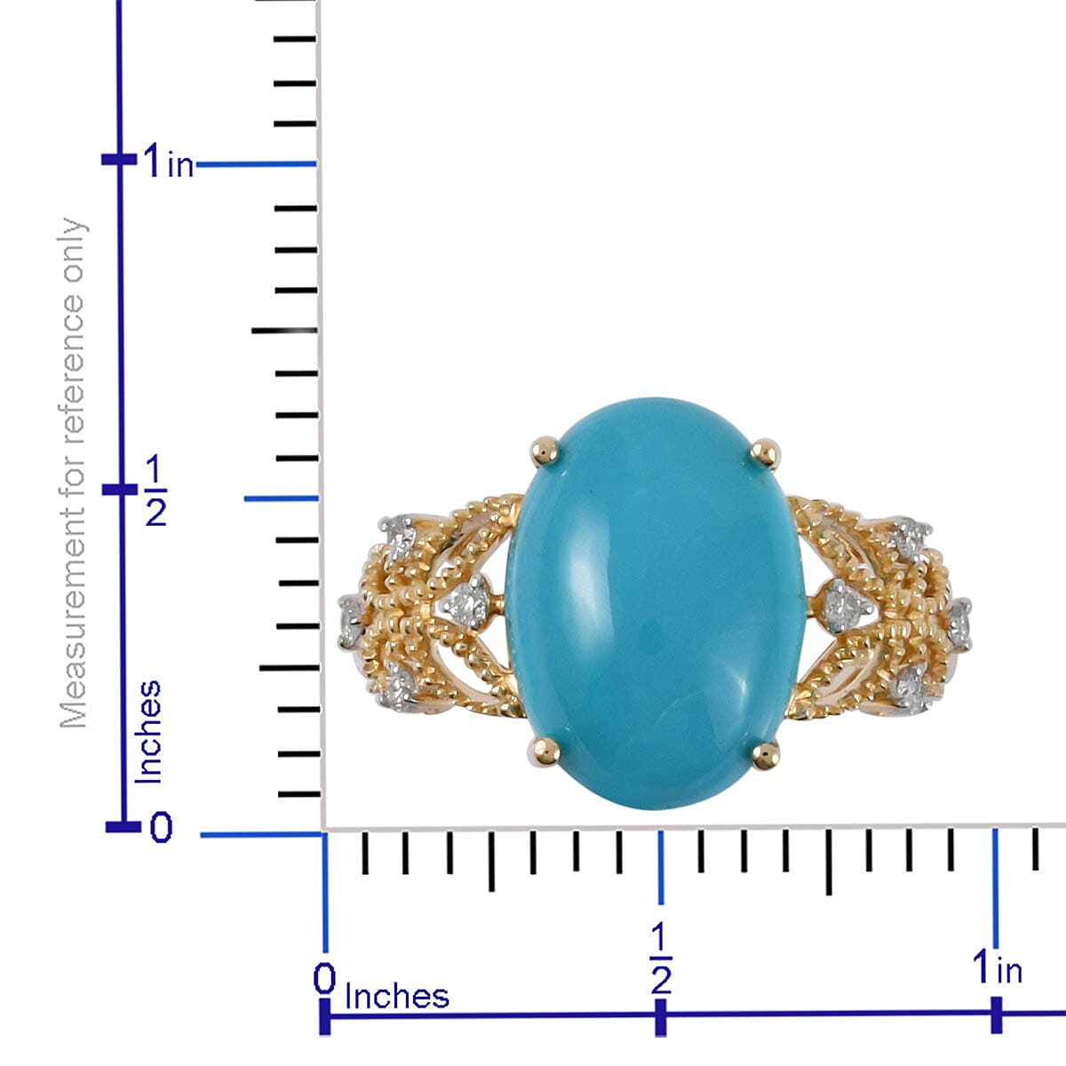 Iliana 18K Yellow Gold AAA Mined in America Arizona Sleeping Beauty Turquoise, Diamond (G-H, SI) Ring (Size 10.0) (3.24 g) 4.65 ctw