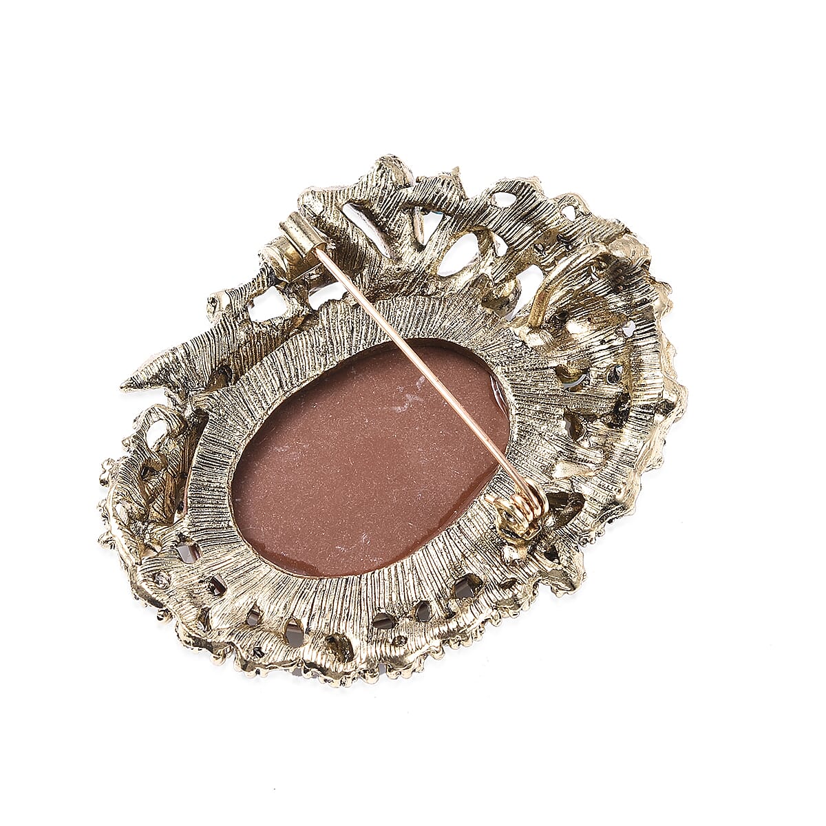 Cameo and Multi Color Austrian Crystal Pendant Necklace 24-26 Inches in Goldtone image number 5