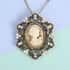Cameo and White Austrian Crystal Pendant Necklace 24-26 Inches in Goldtone image number 1