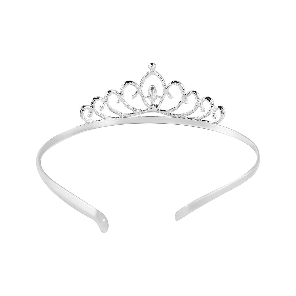 White Austrian Crystal, Glass Crown Tiara in Silvertone image number 3