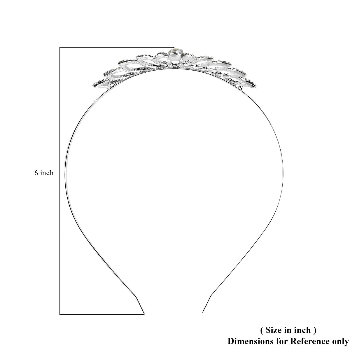 White Austrian Crystal, White Aurora Borealis Glass Crown Tiara in Silvertone image number 4