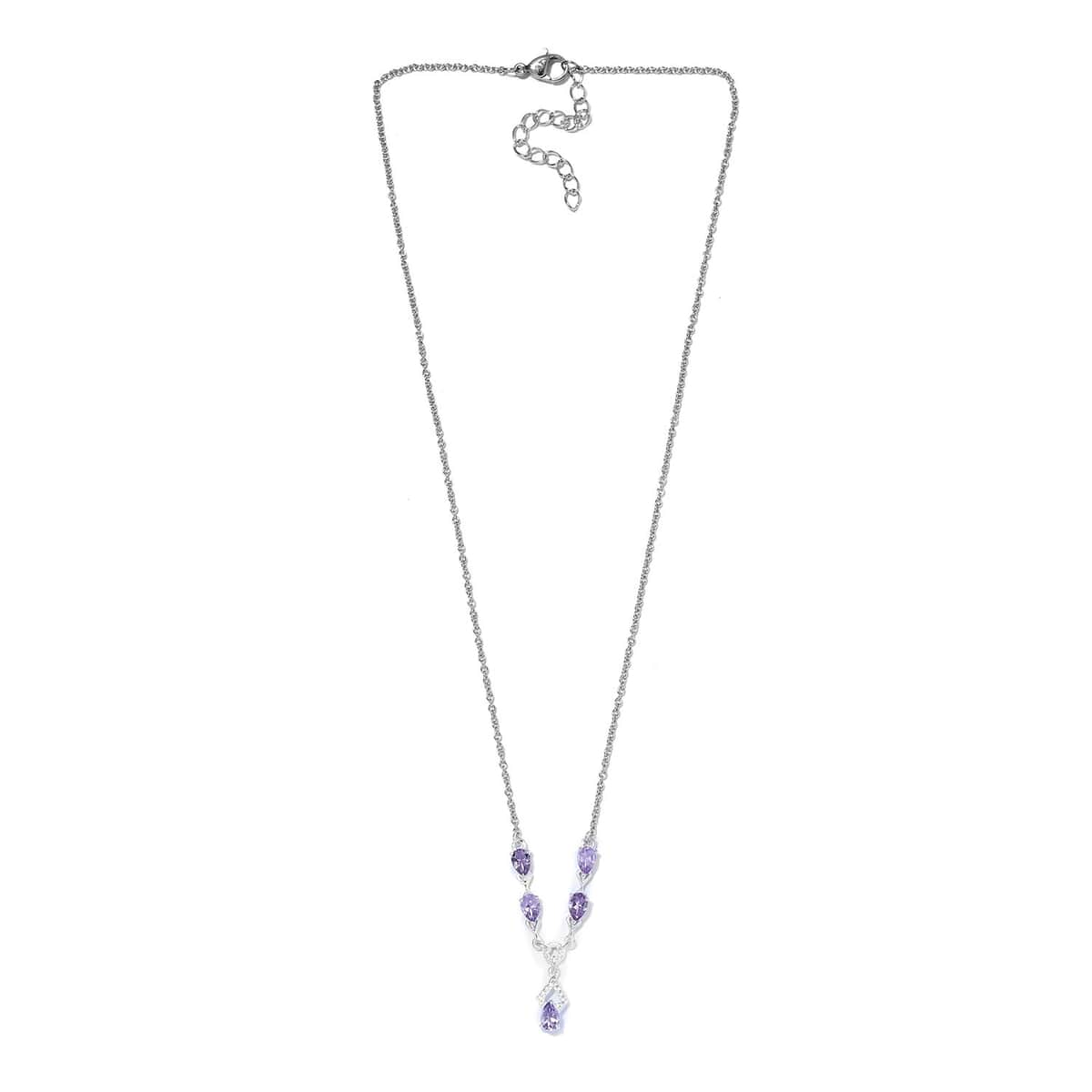 Rose De France Amethyst Necklace 18 Inches in Sterling Silver and Stainless Steel 1.85 ctw image number 5