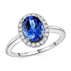Iliana 18K White Gold AAA Tanzanite and G-H SI Diamond Ring (Size 7.0) 2.63 Grams 1.85 ctw