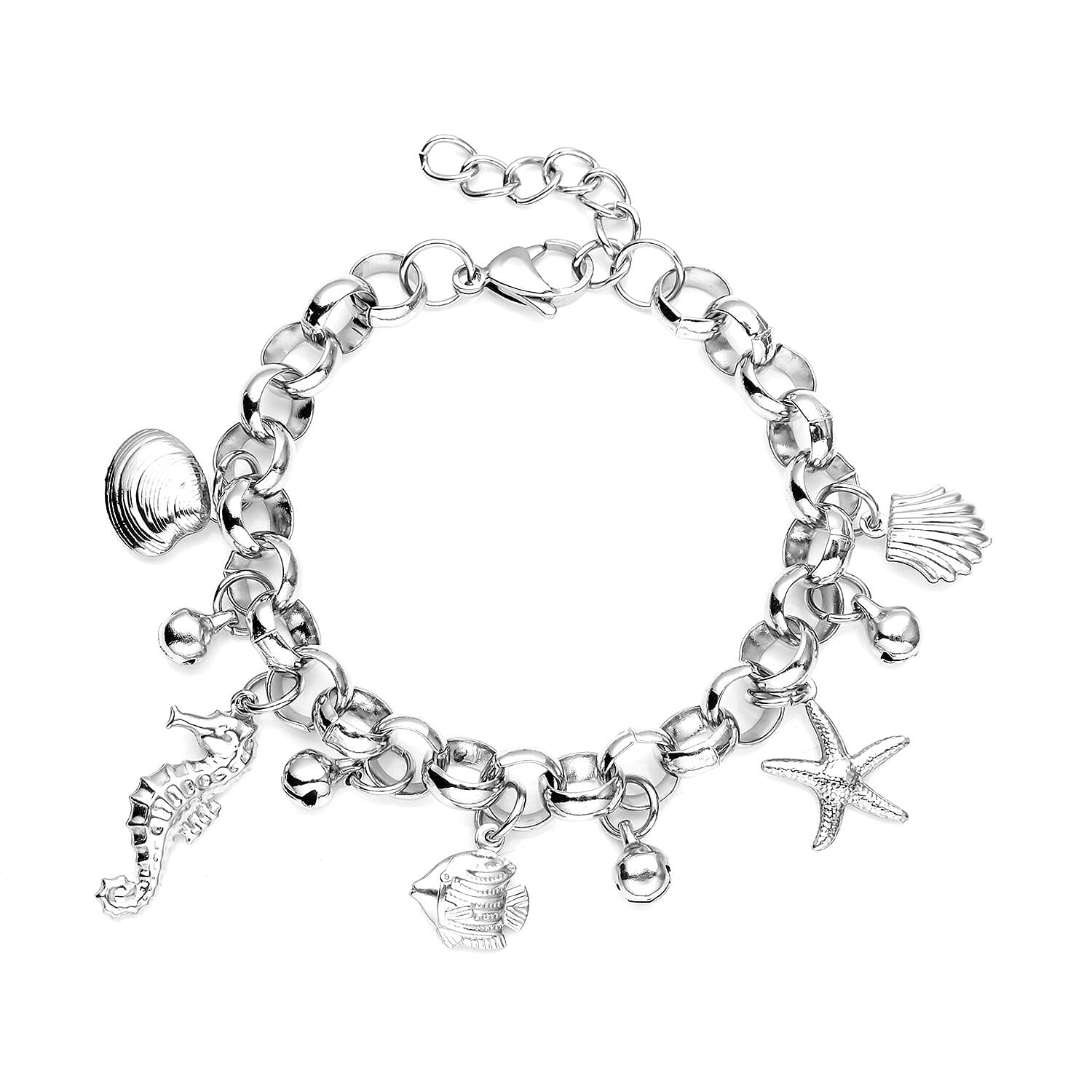 Multi Charms Bracelet in Stainless Steel (7-8In)