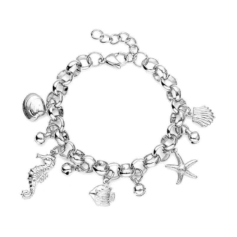 Multi Charms Bracelet in Stainless Steel (7-8In)