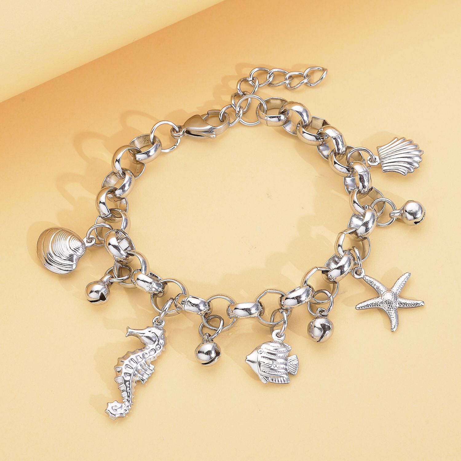 Multi Charms Bracelet in Stainless Steel (7-8In)