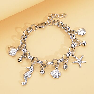 Multi Charms Bracelet in Stainless Steel (7-8In)