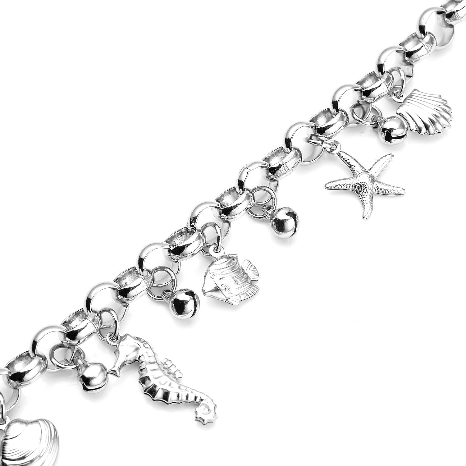 Multi Charms Bracelet in Stainless Steel (7-8In)