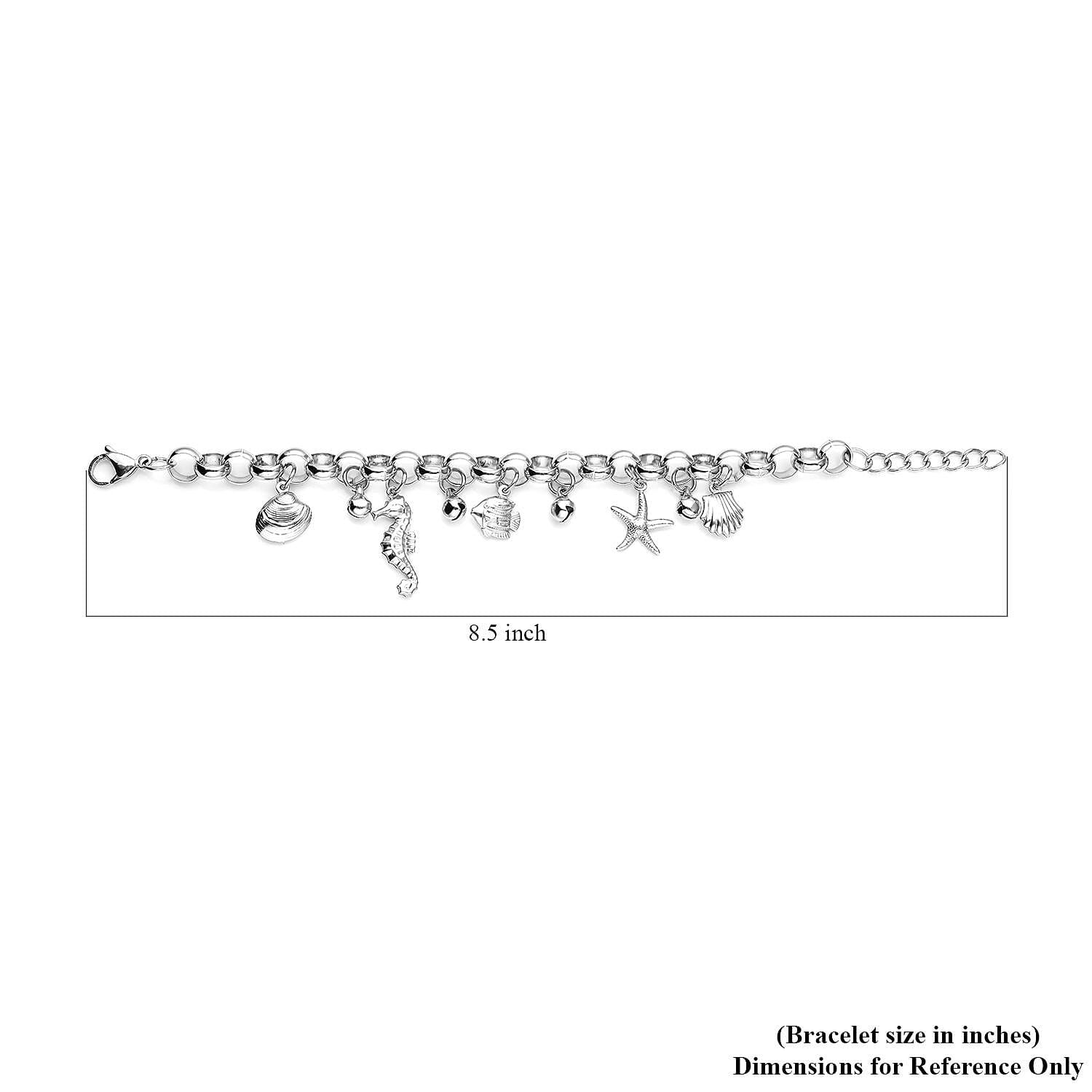 Multi Charms Bracelet in Stainless Steel (7-8In)