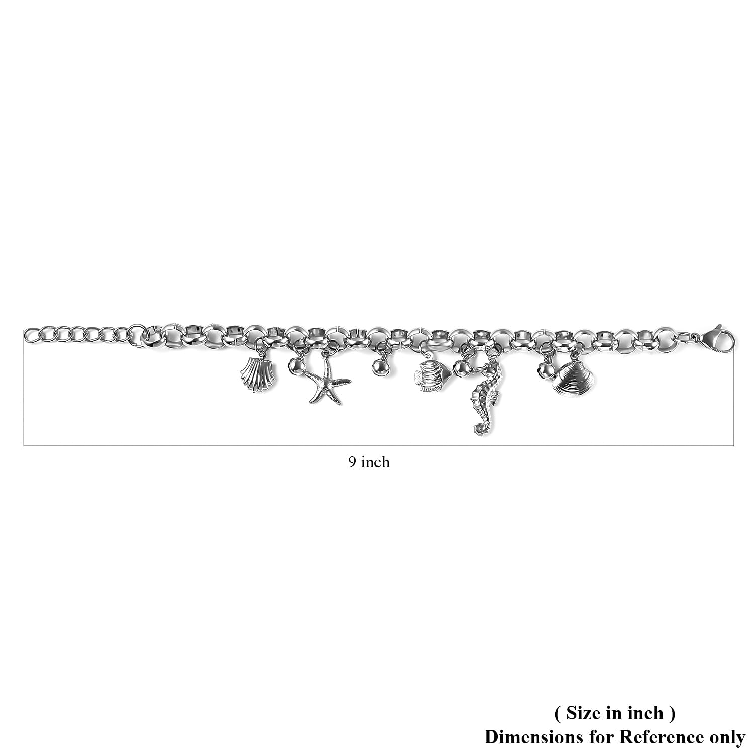 Multi Charms Bracelet in Stainless Steel (7-8In)