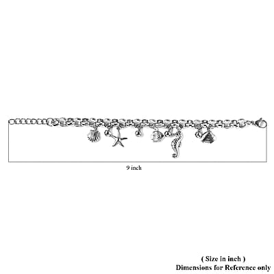 Multi Charms Bracelet in Stainless Steel (7-8In)
