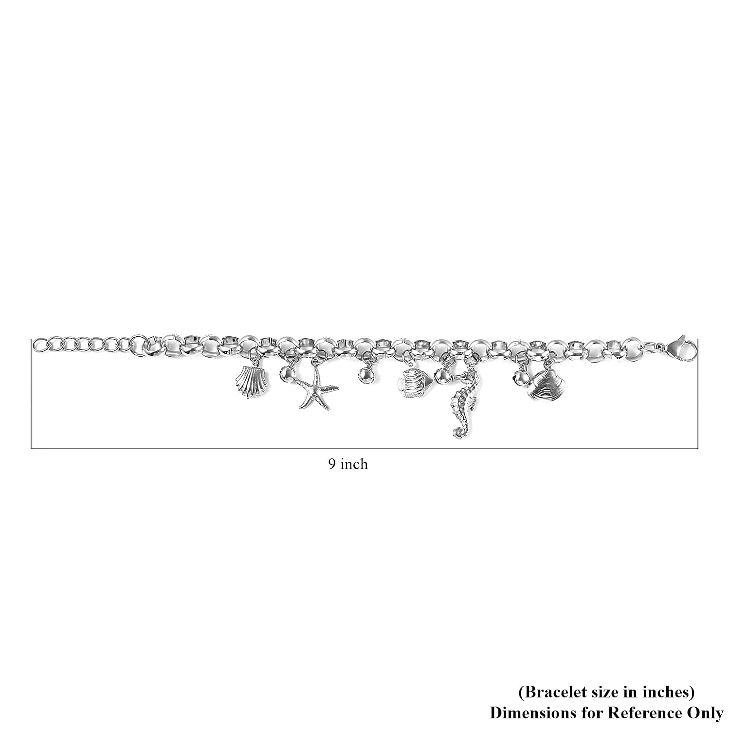 Multi Charms Bracelet in Stainless Steel (7-8In)