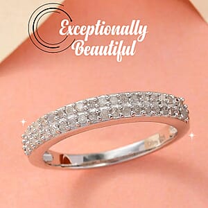 D'Joy Diamond Double Row Band Ring in Platinum Over Sterling Silver 0.25 ctw (Size 10.0)