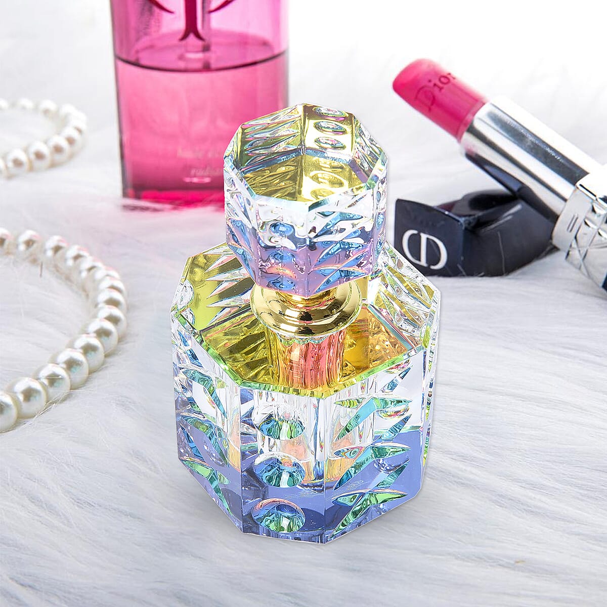 Octagon Decorative & Functional Re-fillable Perfume Bottle (5 ml) , Small Glass Perfume Bottle , Most Beautiful Perfume Oil Bottles , 5ml Perfume Bottle image number 1
