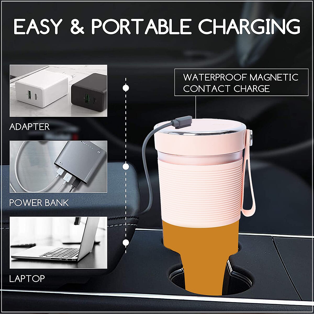Pink Lightweight Portable Juicer Blender with USB image number 3
