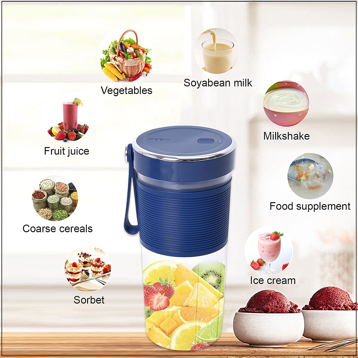 Blue Lightweight Portable Juicer Blender with USB image number 1