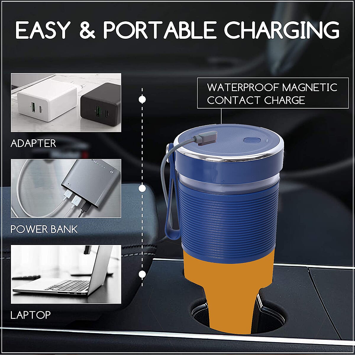 Blue Lightweight Portable Juicer Blender with USB image number 3
