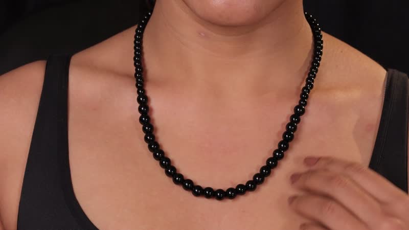 170 ctw California Black Jade Bead Bolo Necklace 20-22 Inches in Sterling Silver