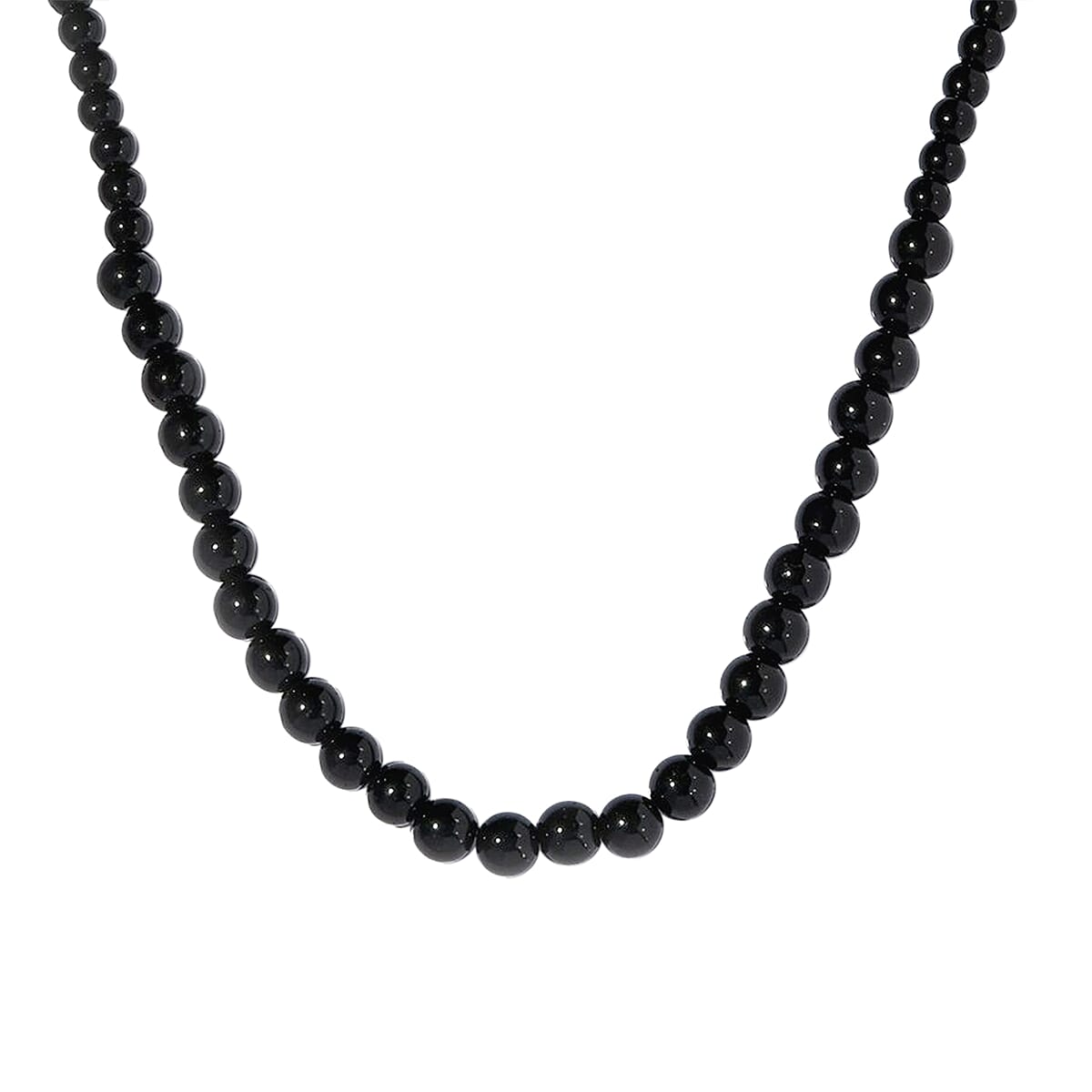 California Black Jade Bead Necklace in Sterling Silver, Bolo Necklace For Women, Beads Jewelry 171.50 ctw (20-26 Inches) image number 3
