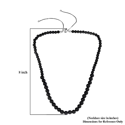 California Black Jade Bead Necklace in Sterling Silver, Bolo Necklace For Women, Beads Jewelry 171.50 ctw (20-26 Inches)