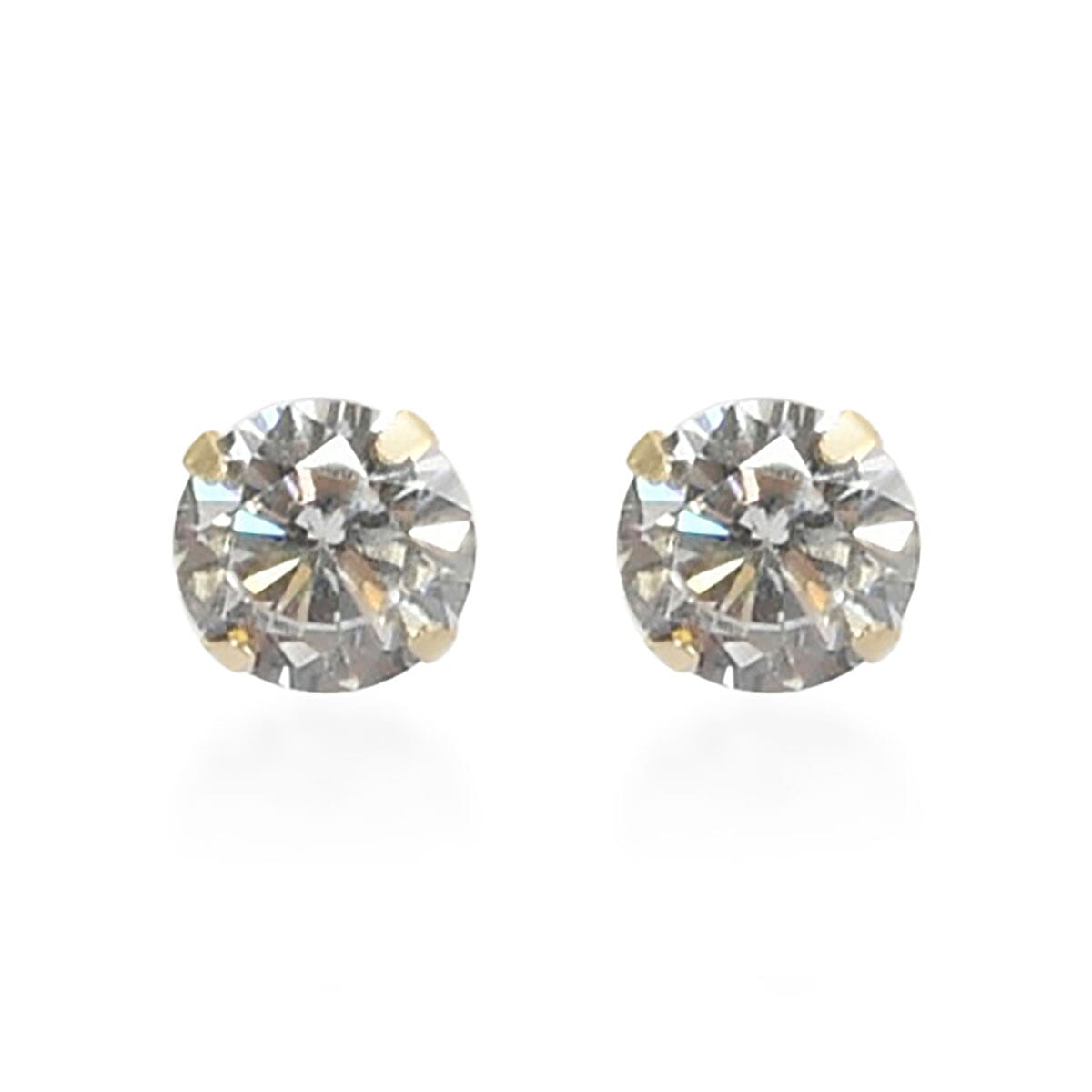 10K Yellow Gold AAA Solitaire Simulated Diamond Stud Earrings 1.50 ctw