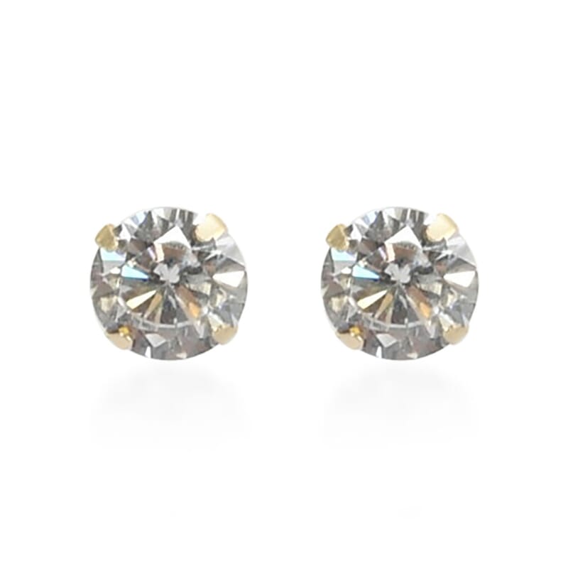 10K Yellow Gold AAA Solitaire Simulated Diamond Stud Earrings 1.50 ctw