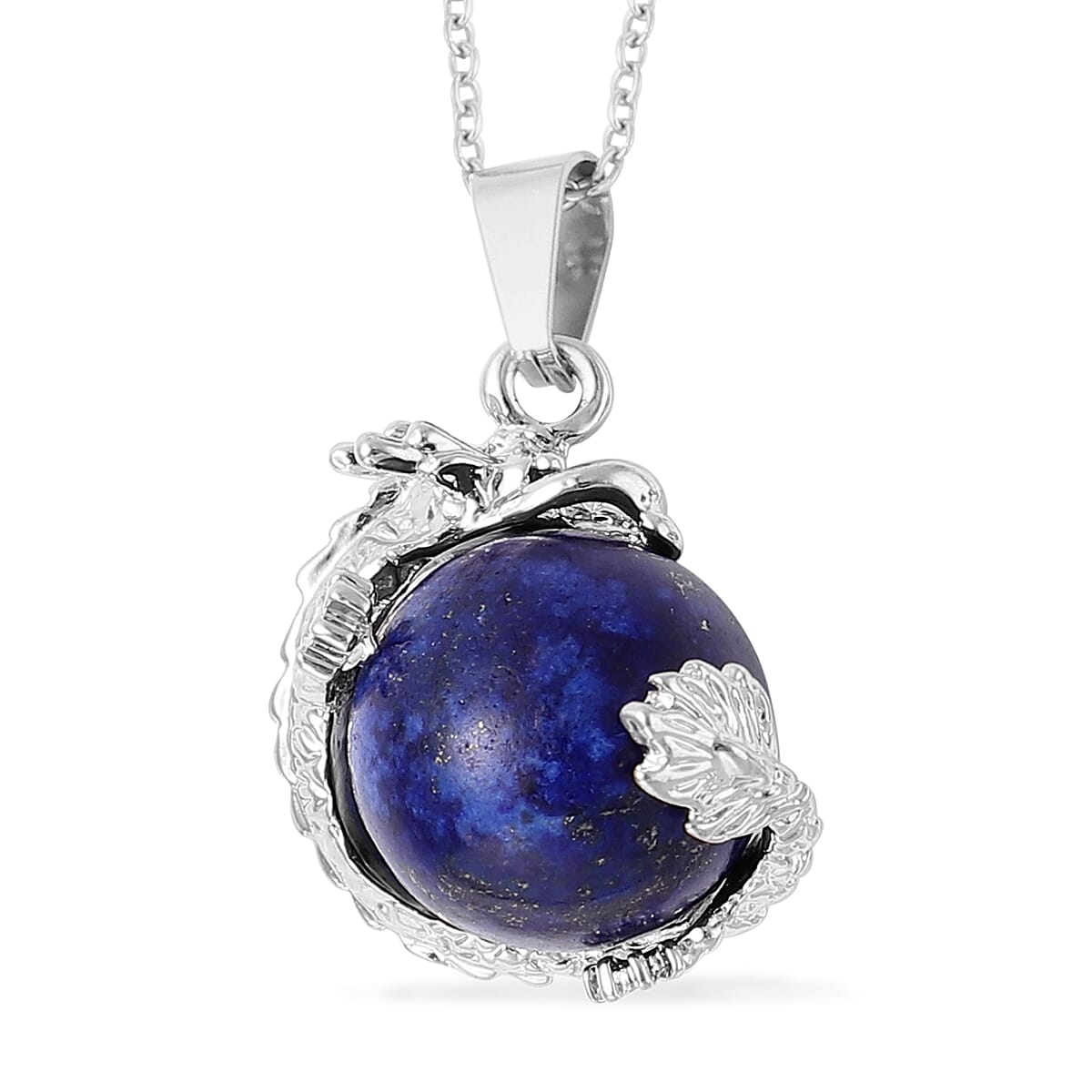 Lapis Lazuli Earrings and Pendant Necklace 24 Inches in Stainless Steel 105.00 ctw image number 2