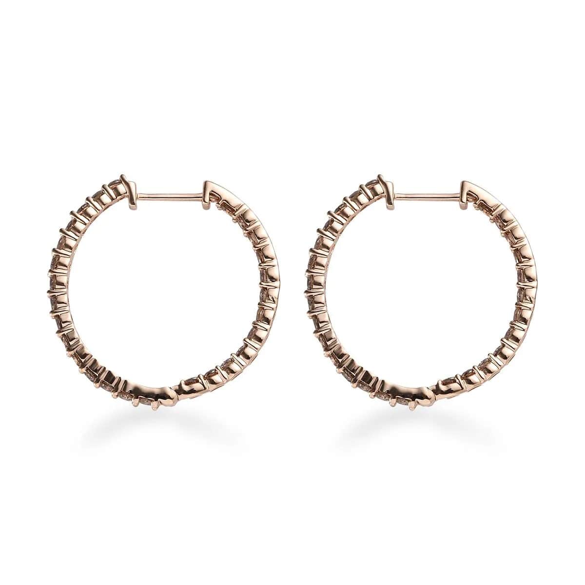 Luxoro 10K Rose Gold Natural Champagne Diamond Inside Out Hoop Earrings 2.00 ctw image number 4